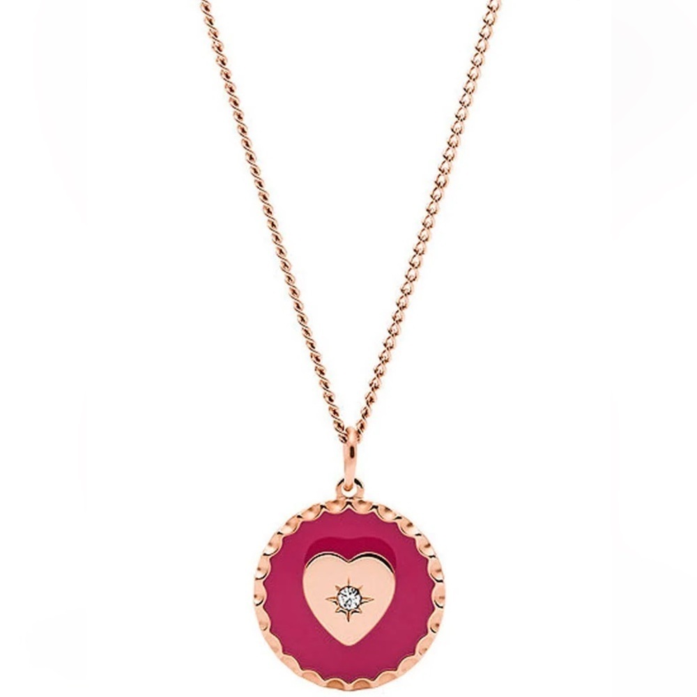 Brand New Fossil Rose Gold Necklace & Earring Set !